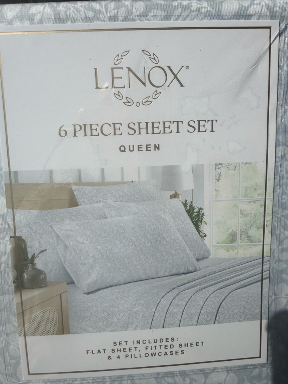 Lenox Light Blue Floral 6-Piece Queen Sheet Set Sold out Brand new